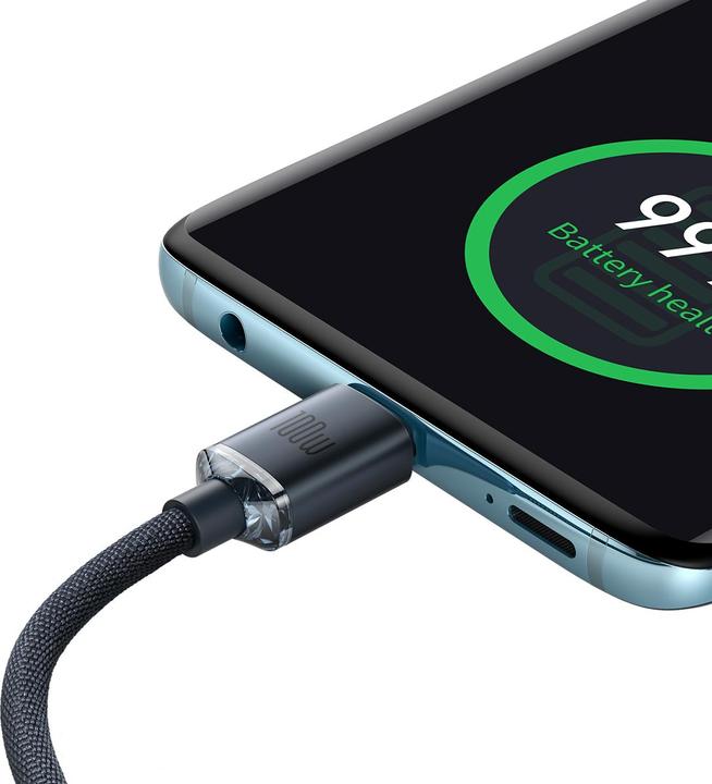 Actual product image Baseus Crystal Shine Series Fast Charging Data Cable Type-C to Type-C 100W 1.2m Black (1.20 m, 100 W)