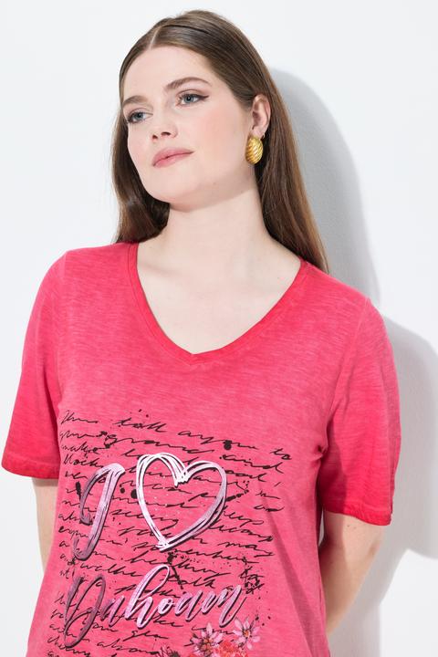 Produktbild Ulla Popken T-Shirt, Trachtenmotiv, Classic, V-Ausschnitt, Halbarm (54)