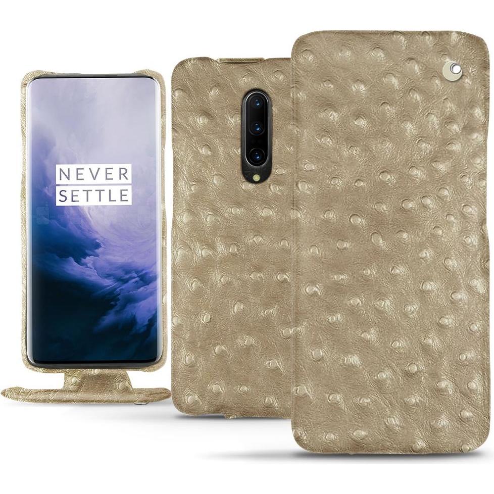 Noreve Lederschutzhülle vertikal (OnePlus 7 Pro), Smartphone Hülle, Beige