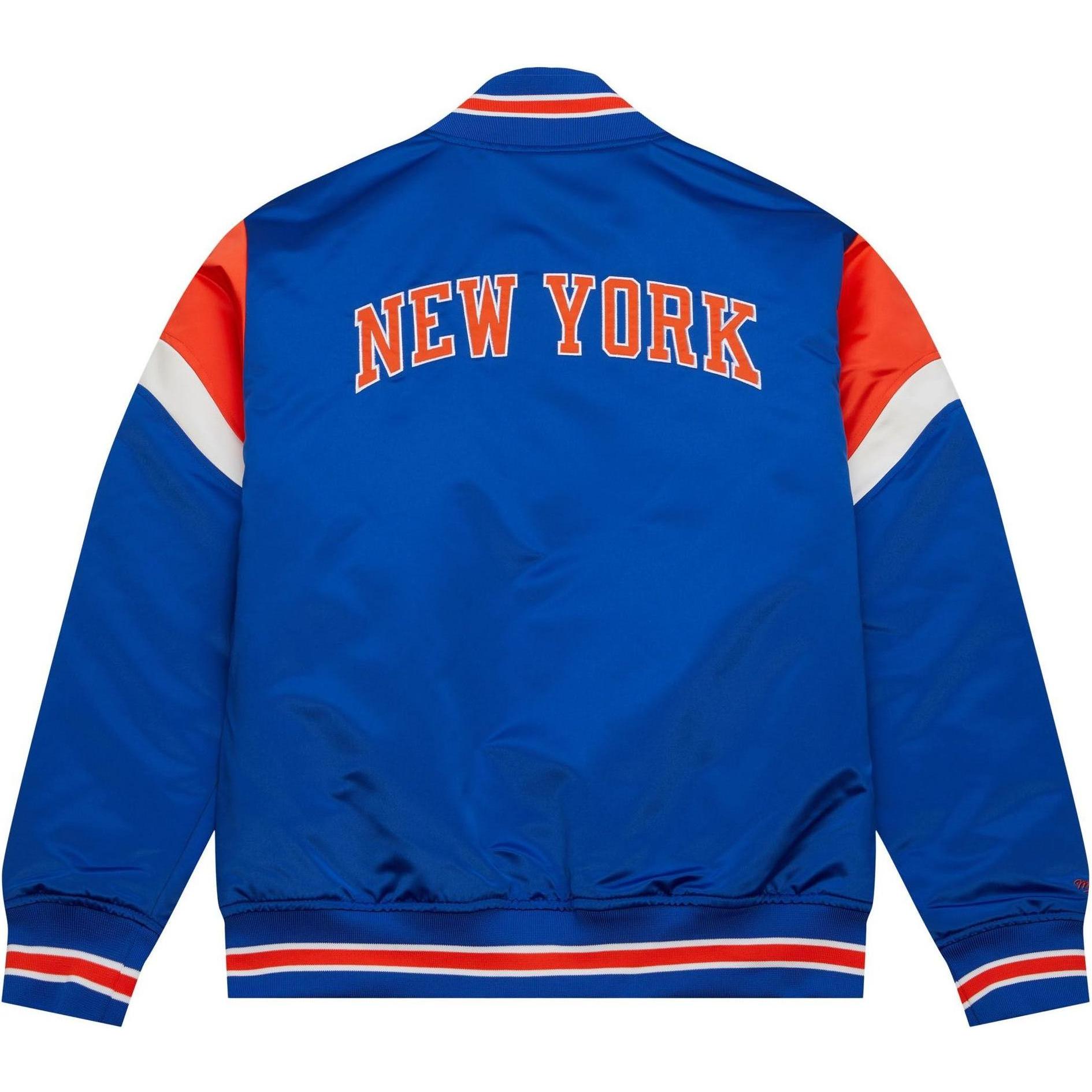Thumbnail - Mitchell & Ness, Herren, Jacke, M&N Heavyweight Satin Jacke NBA New York Knicks - XL (XL), Blau, XL