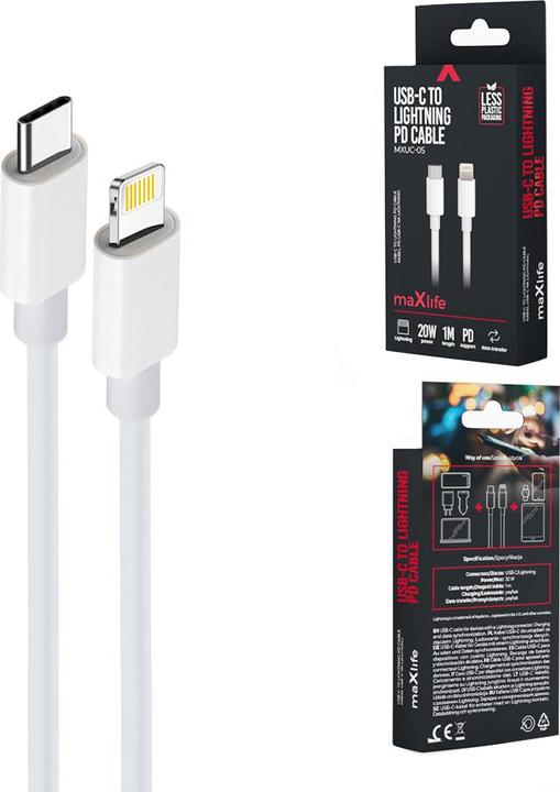 Produktbild Maxlife USB C – Lightning (2 m, USB 3.2 Gen 1, 20 W)