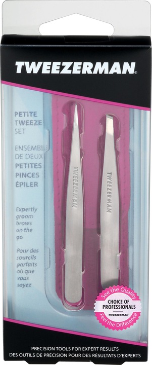 Actual product image Tweezerman Stainless steel tweezer set with leather case