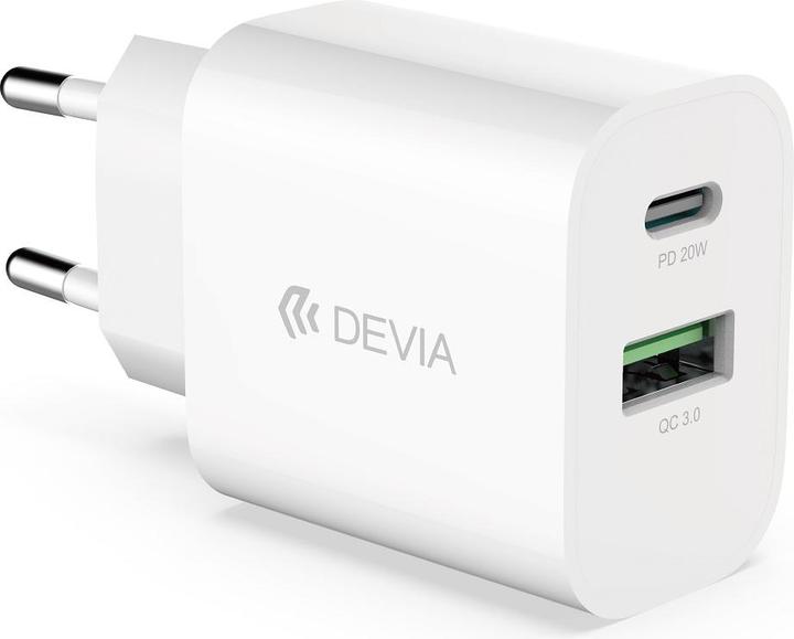 Produktbild Devia Wandladegerät Smart PD 1x USB-C 1x USB 20W weiss (20 W, 2 Ports)
