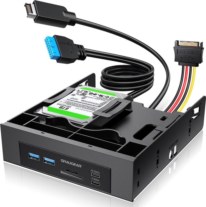 Produktbild Graugear USB-HUB+Kartenleser Frontpanel m. 2,5" SSD Rahmen