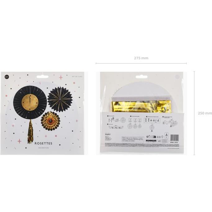 Thumbnail - Partydeco Decorative Rosettes Clock, mix, 26-43 cm (1 pkt / 3 pc.)