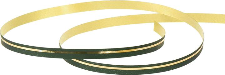 Produktbild Viana Dunkelgrünes Geschenkband mit Goldstreifen für stilvolle Verpackungen