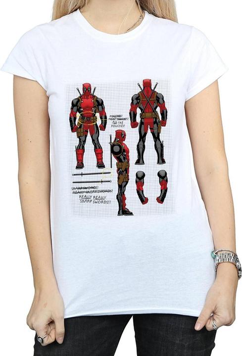 Actual product image Womens/Ladies Deadpool Action Figure Plans Cotton T-Shirt (XXL)