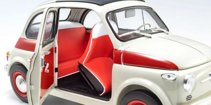 Produktbild Kyosho Fiat Nuova 500 Sport Light Grau/Rot 1:18