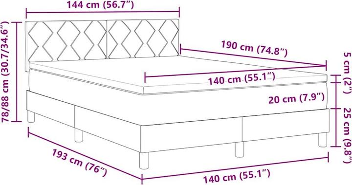 Image du produit vidaXL Boxspringbett (140 x 190 cm)