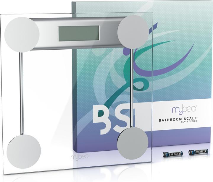 Actual product image Mybeo Digitale Waage für Personen, grosse Trittfläche aus 6mm Sicherheitsglas, Digitalwaage, Personenwaage (180 kg)