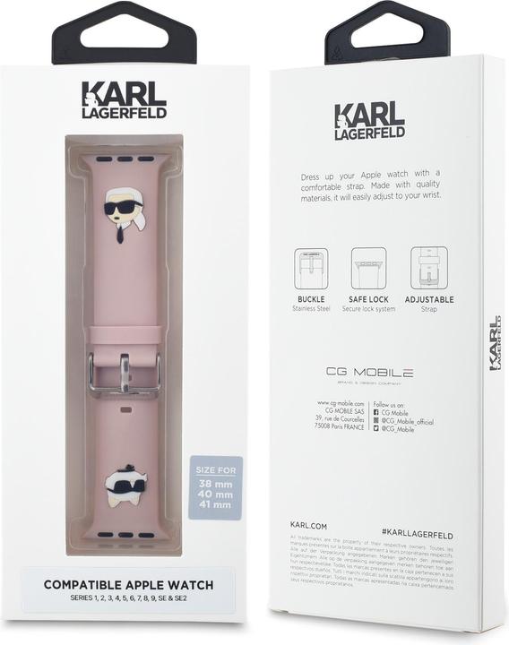 Produktbild Karl Lagerfeld Pasek KLAWMSLKCNP Apple Watch 38/40/41mm różowy/pink strap 3D Rubber Karl&Choupette H (Premium Silicone)