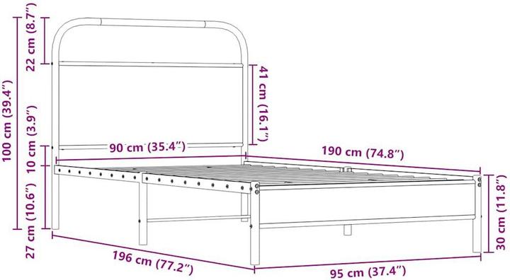 Produktbild vidaXL Bettgestell (90 x 190 cm)