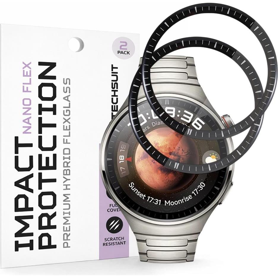 Techsuit - Nano Flex (2 pack) - Huawei Watch 4 Pro - Black, Accessori per smartwatch, Nero