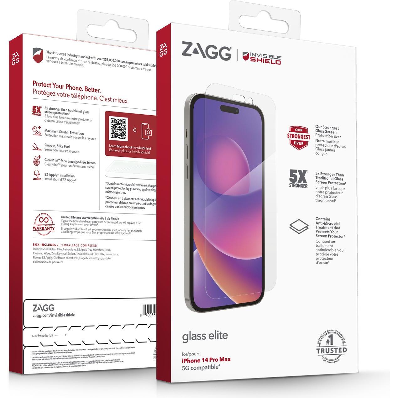 Thumbnail - Zagg InvisibleShield Glass Elite Screen Protector for iPhone 14 Pro Max (1 Stück, Apple iPhone 14 Pro Max), Smartphone S...