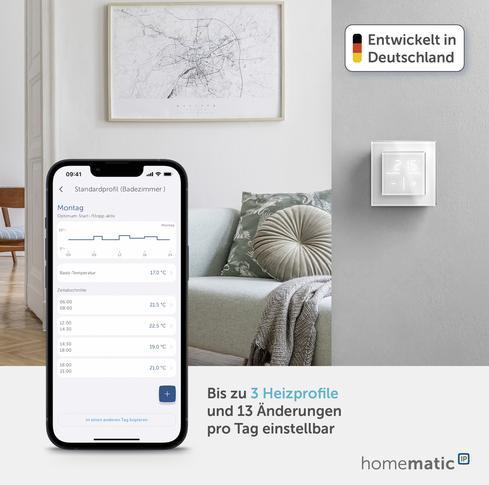 Produktbild Homematic IP HmIP Set 1xGlastaster + Thermostat + Rahmen 2 Fach