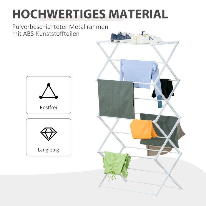 Actual product image Swisshandel24 Foldable drying rack 8-tier drying rack Tower dryer Tower drying rack Metal drying rack