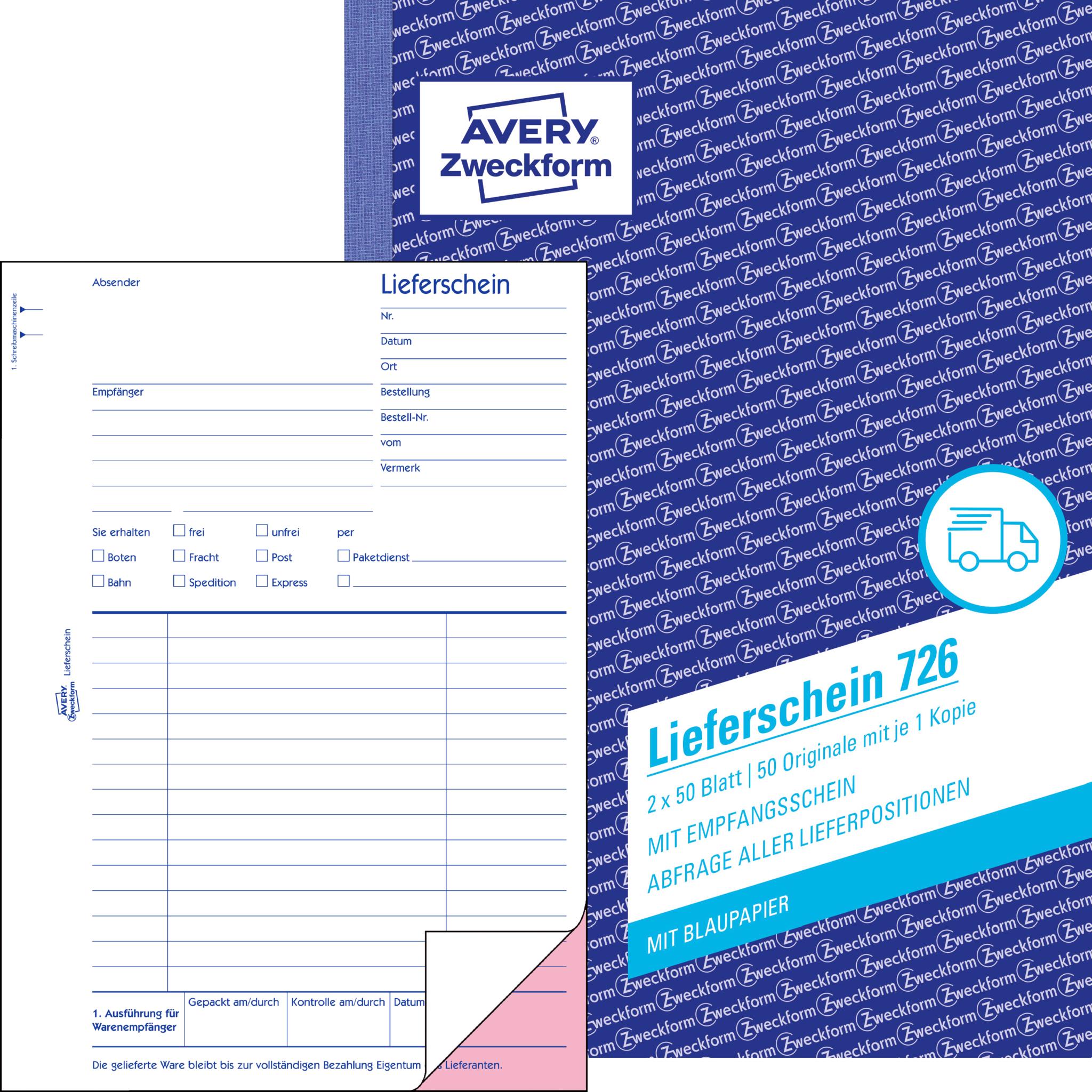 Avery Lieferscheine mit Empfangsschein (50 x) (21139122)