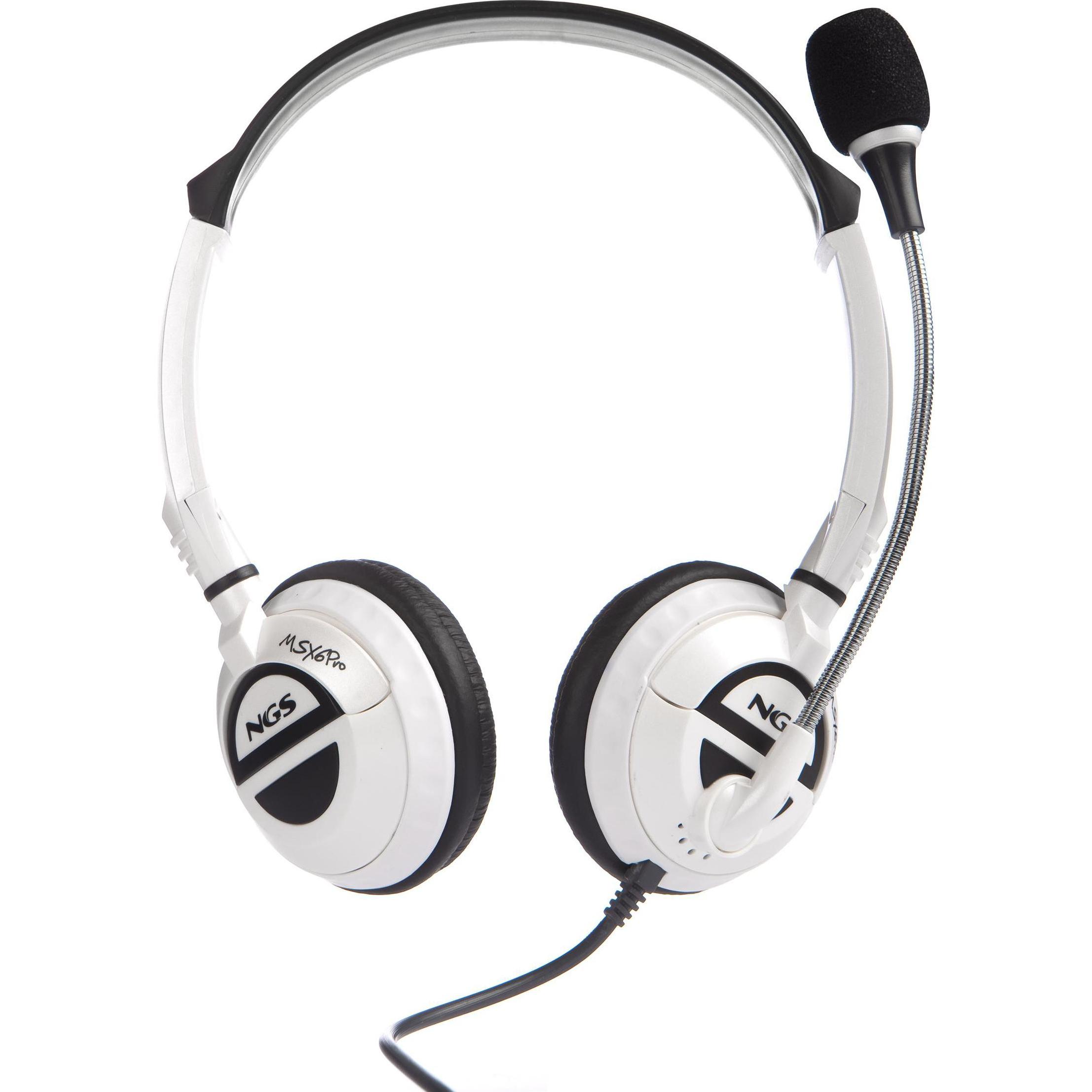 Thumbnail - NGS MSX6 Pro Kopfhörer Verkabelt Kopfband Calls/Music Weiss (Kabelgebunden), Office Headset, Weiss