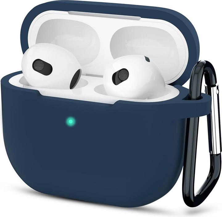 Actual product image Techsuit - Silicone Case - for Apple AirPods 3, Smooth Ultrathin Material - Navy Blue (Headphone sleeve)