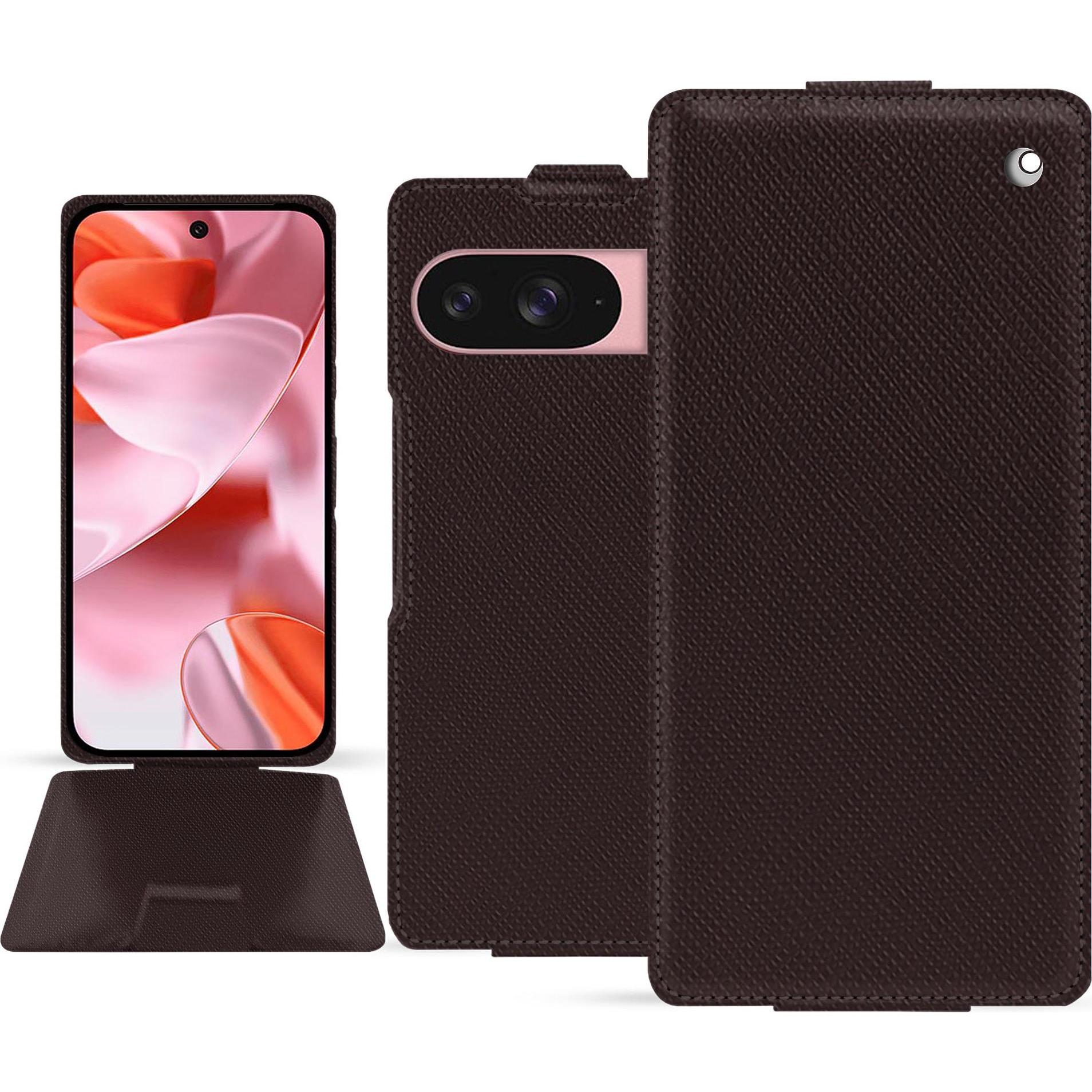 Noreve Lederschutzhülle vertikal (Google Pixel 9), Smartphone Hülle, Braun