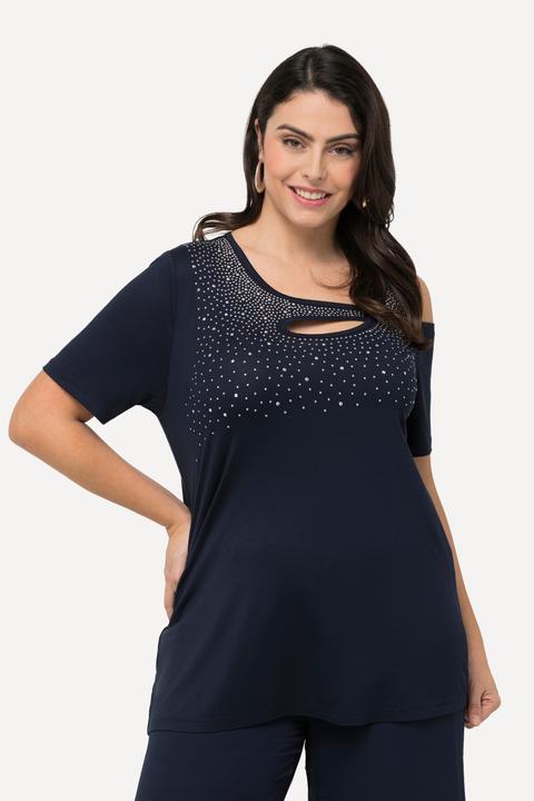 Produktbild Ulla Popken T-Shirt, Ziersteine, A-Linie, Cut-Outs, Halbarm (46, 48)
