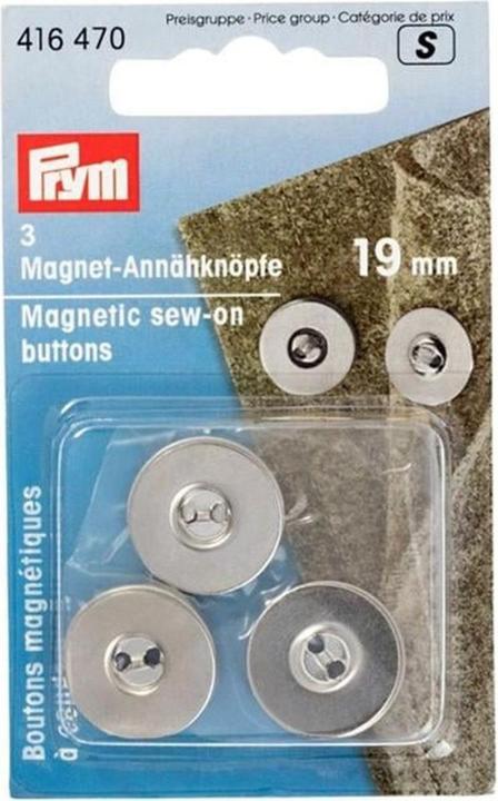 Immagine prodotto Prym Bottone da cucito a calamita, argento 19 mm, scheda 3 pezzi.
