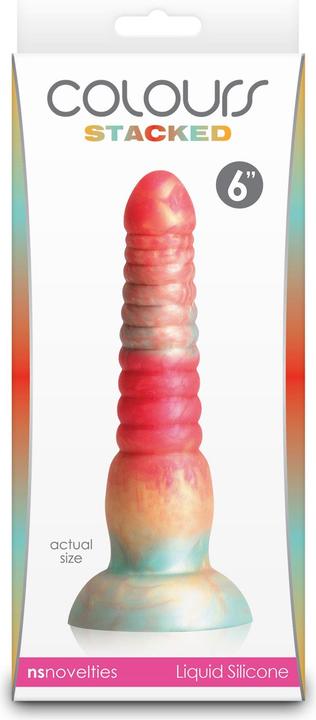 Actual product image NS Novelties colours stacked 6 inch dildo red/gold