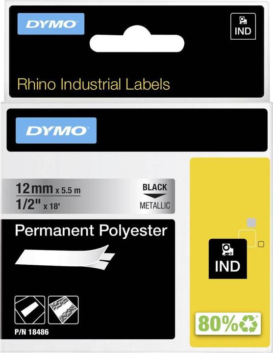 Produktbild Dymo Rhino Band IND 12mm me/sz (1.20 cm, Silber)