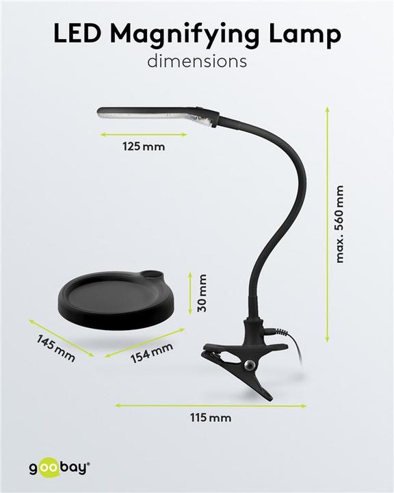 Actual product image Goobay LED clamp magnifier lamp, 6 W, black