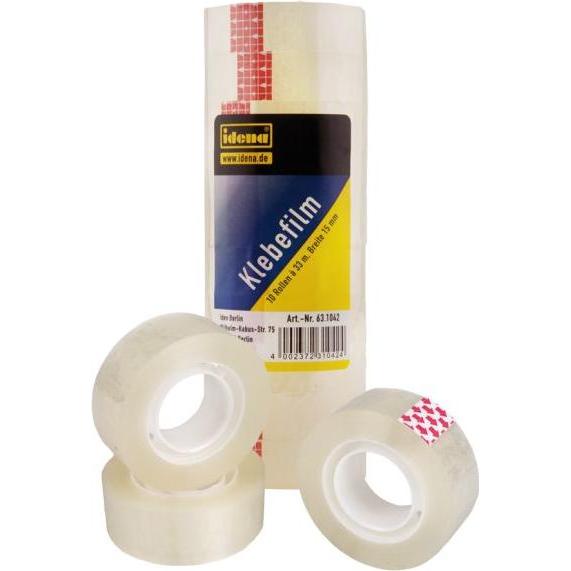 Idena, Klebeband, Klebefilm transp. 15mm x 33m, 10 Stück (15 mm)