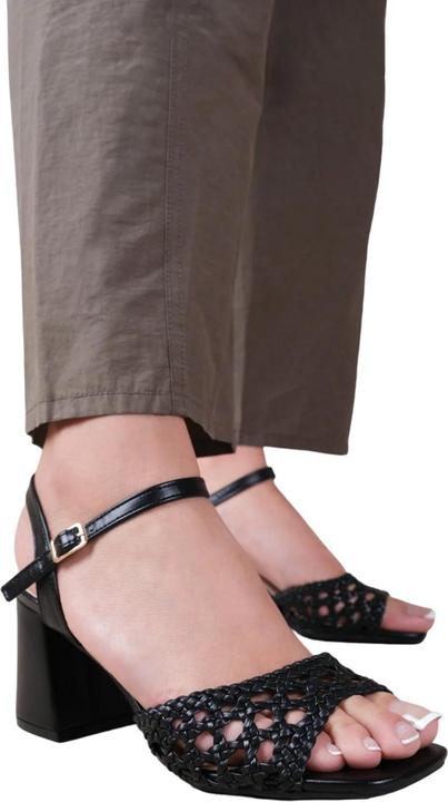 Where's That From Rise Sandali Intrecciato PU Tacco a Blocco Donna (41)