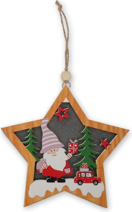 Hermex LED-Weihnachtsdekoration Weihnachtsschmuck Weihnachtsbaum-Anhänger Holzdeko (1x)