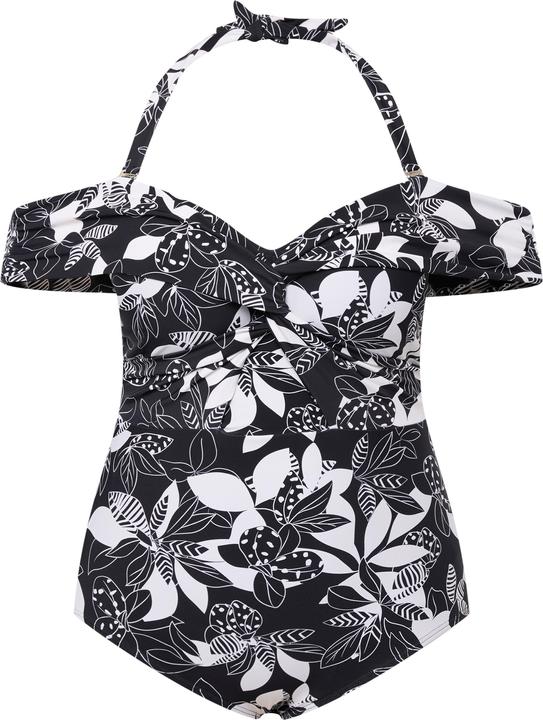 Produktbild Ulla Popken Badeanzug, Blüten, Softcups, Cut-Out, recycelt (46)