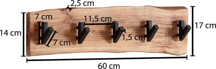 Actual product image FineBuy Coat rack solid wood acacia brown
