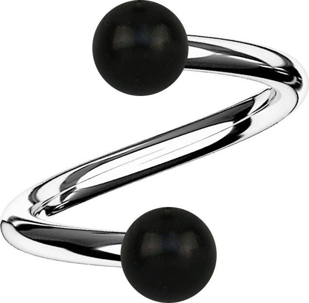 Immagine prodotto Star Piercing Spirale d'argento con due sfere di corno nero (Organico, Acciaio chirurgico 316L, senza ottone)