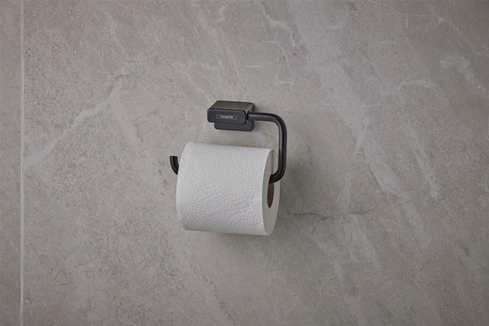 Actual product image hansgrohe AddStoris paper roll holder, without lid matt black