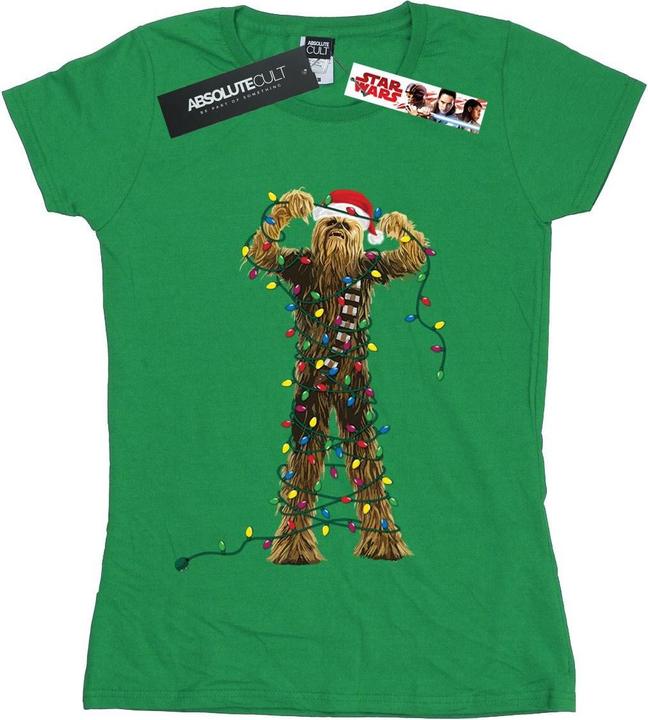 Actual product image Star Wars Womens/Ladies Chewbacca Christmas Lights Cotton T-Shirt (M)