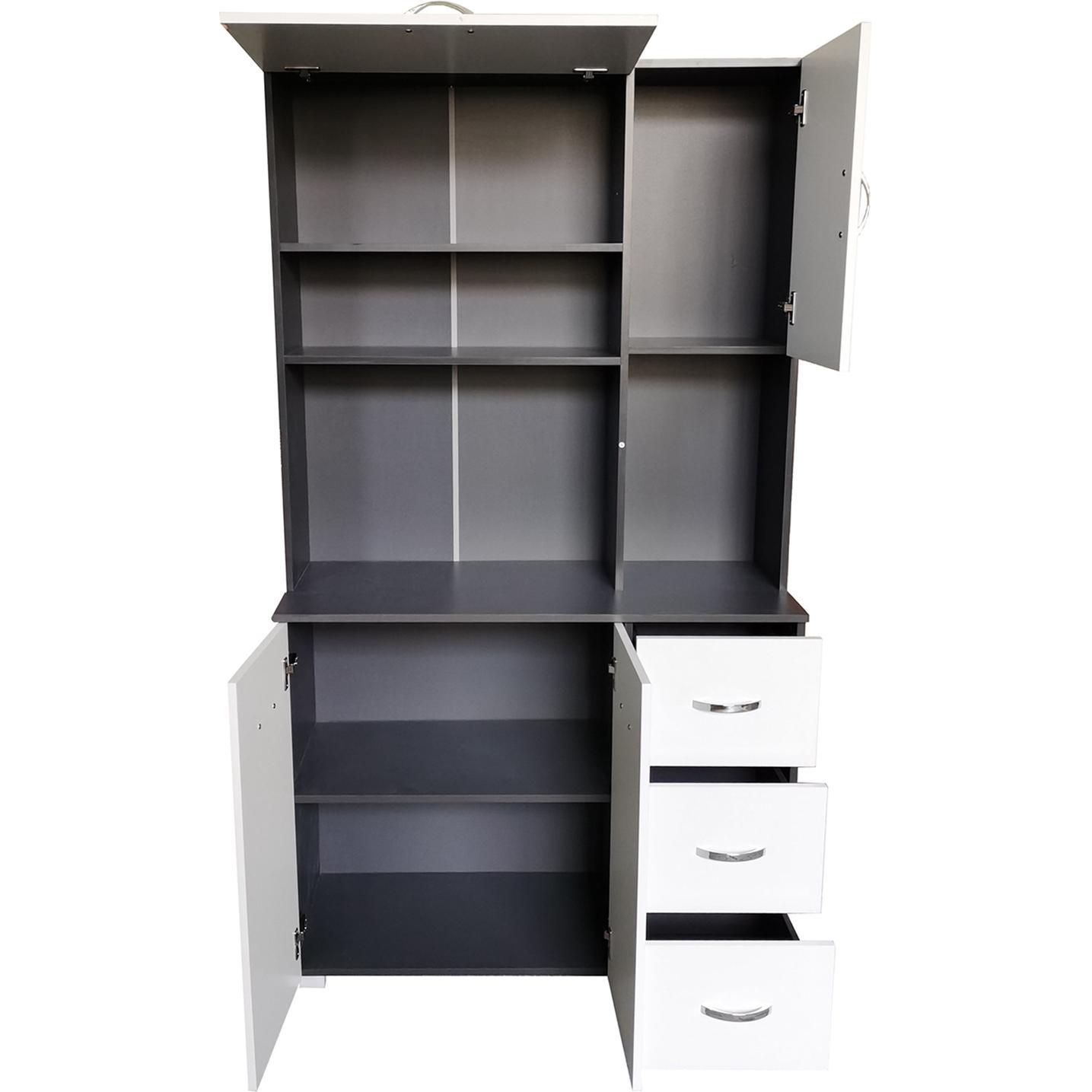 Thumbnail - HTI-Living, Regal, Küchenschrank Grau/Weiss Blanca (100 x 180 x 40 cm)