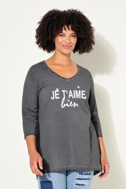 Image du produit Angel of Style T-shirt à délavage cold dyed et imprimé à message. Col et manches longues (44)