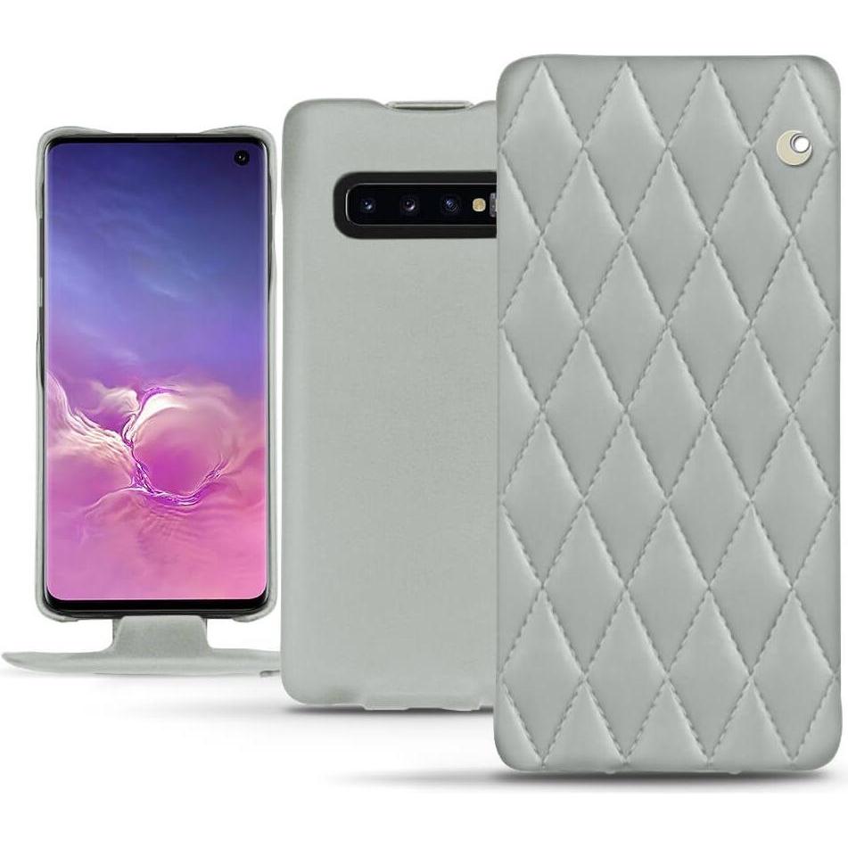 Noreve Lederschutzhülle vertikal (Samsung Galaxy S10), Smartphone Hülle, Grau
