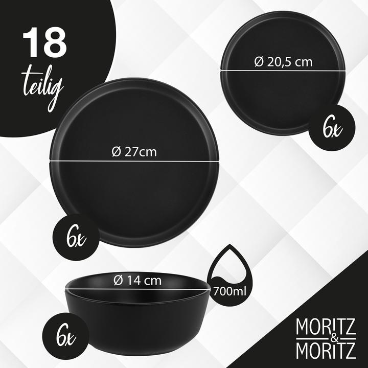 Actual product image Moritz & Moritz NORDIC 18tlg Geschirrset Schwarz (6 Piece)