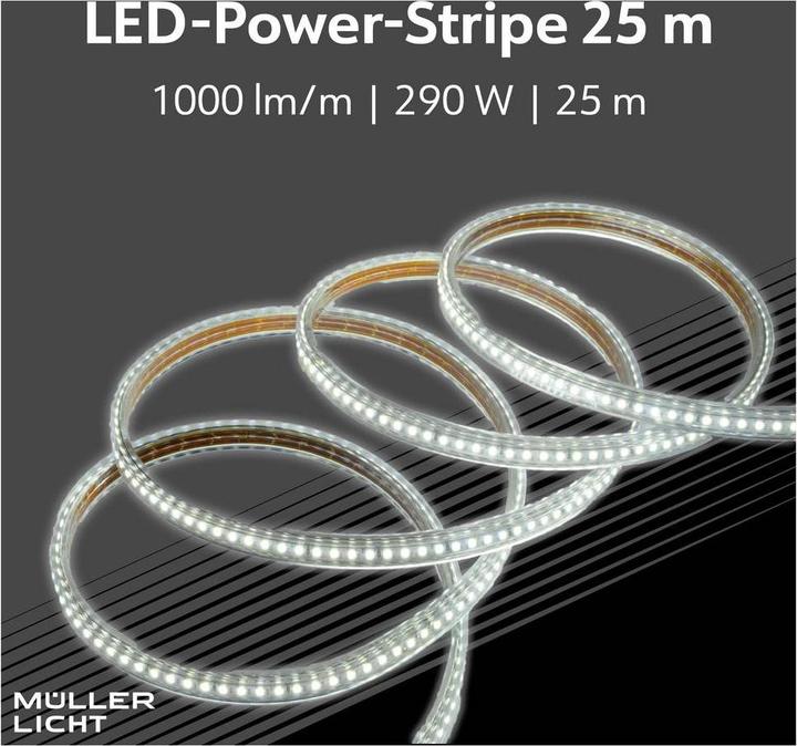 Produktbild Müller Licht MÜLLER-LICHT LED-Strip Power Stripe 25m, 290 W, 25000 lm, 2700 K, IP44, warmweiss (Warmweiss, 2500 cm, Indoor, Outdoor)
