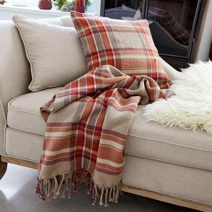 Image du produit Loberon Plaid Tartan rouge/beige (H, 130 cm)