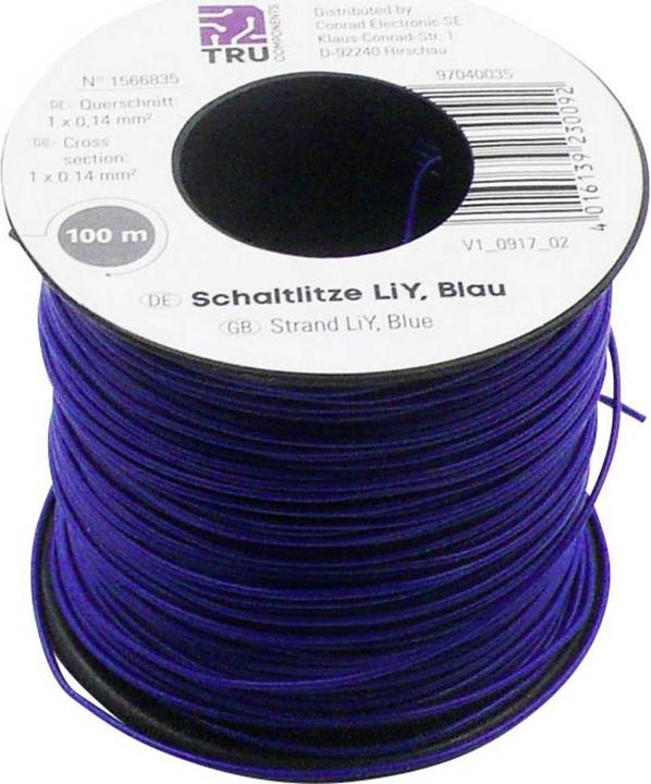 Actual product image Tru Components Stranded wire LiY 1 x 0.14 mm² Blue 15 (100 m)