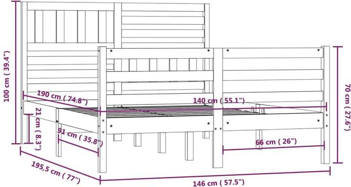 Produktbild vidaXL Bettrahmen (140 x 190 cm)