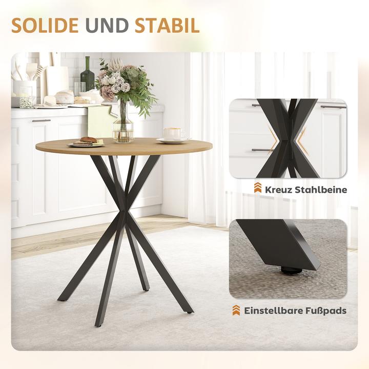 Produktbild Homcom Esstisch Spanplatte, Stahl Eiche (80 x 75 cm)