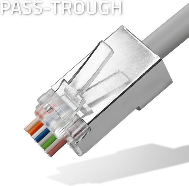 Actual product image Qoltec RJ45 Durchgangsstecker, CAT6, FTP, 100 Stück (Network Accessories)