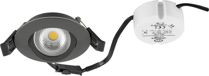 Image du produit EVN E44061602 anthracite poudré Spot LED encastré IP446.5W 3000K 230V, abstr. 40, orientable (682 lm)