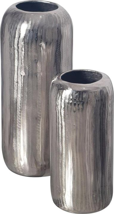FineBuy Vase 2er Set Blumenvase Aluminium Zylinder Tischvase Rund Dekovase (2x)