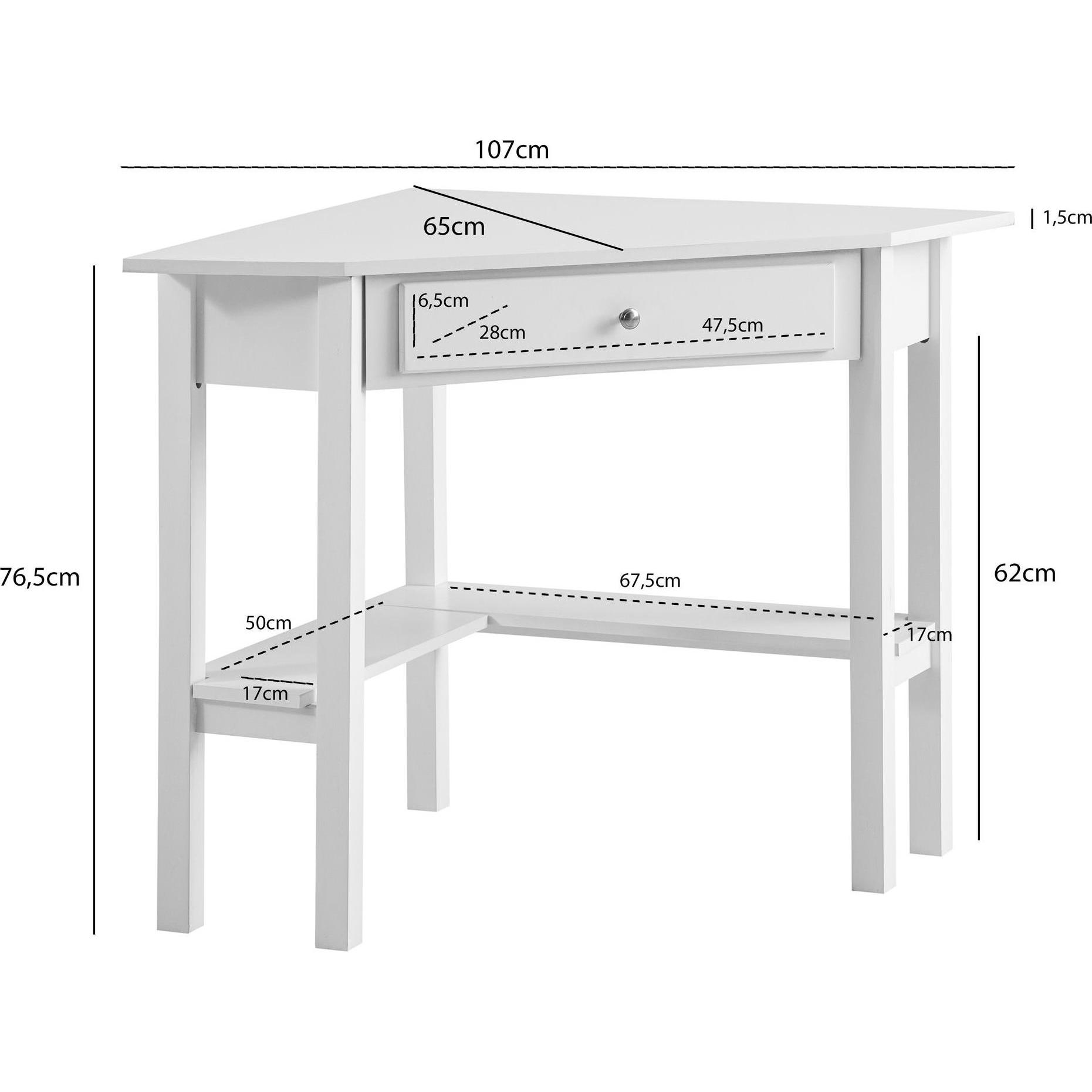 Thumbnail - FineBuy, Schreibtisch, Eckschreibtisch Schreibtisch 76 cm Weiss Schublade Tisch Platzsparend